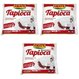 Brand Amafil Tapioca Flour 500g (17.6oz) Massa Para Tapioca - Set of 3