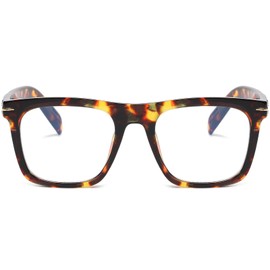LJCZKA Square Blue Light Filter Glasses Women Men Oversized Square Blue Light Glasses Thick Frame Anti-fatigue Anti Eye Strain Computer Glasses, leopard
