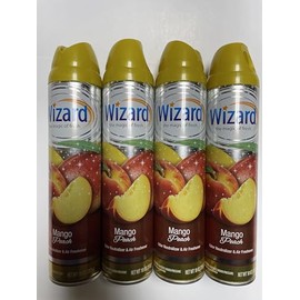 Wizard The Magic of Fresh | Odor Neutralizer & Air Freshener - 10 Oz. Mango peach (Pack of 4) (Packaging May Vary)