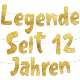 Lustige Banner, Glitzerbanner Legende Seit 12 Jahren, Partyzubehör zum 12. Geburtstag