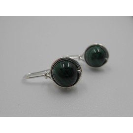 Earrings Noble - Gemstone Malachite - Silver-Plated
