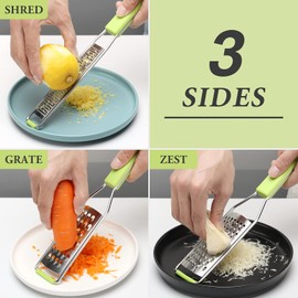 Cambom Cheese Grater Citrus Zester Lemon Zester Pack of 3-304 Stainless Steel - A Sharp Tool for Parmesan Cheese, Ginger, Garlic, Nutmeg, Chocolate, Vegetables，Fruits，Dishwasher Safe Green