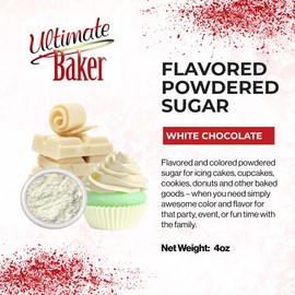 Ultimate Baker Naturally Flavored Powdered Sugar (1x4oz), Flavored and Colored Icing & Frosting Sugar for Baking & Dusting Desserts (White Chocolate)