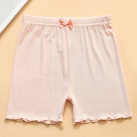 OverDose Boutique Summer Girls' Pants Slip Proof Children's Leggings Three Quarter Pants Butterfly Wooden Ear Side Baby Shorts Kids Clothes (Pink, 7-8 Years)