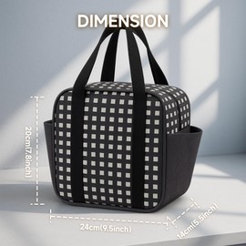 Urban Nest Insulated Lunch Bag for Adults, Thermal Lunch Tote with Side Pockets, Reusable Cooler Bag for Work, School, Picnic, Food Storage, Gift Idea (24x14x20cm)