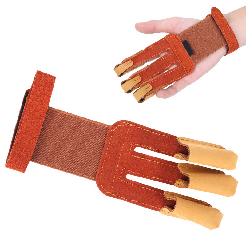 Outdoor Three Finger Guard Glove Traditional Recurved Bow Shooting Archery