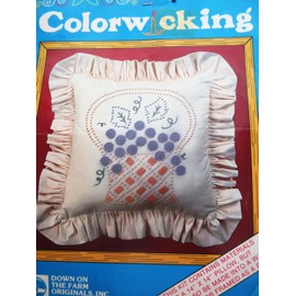 Basket of Grapes Colorwicking-Embroidery-Candlewicking Kit - kit Contains Materials for a 14" x 14" Pillow, but can be Made into a Wall Hanging or Picture.