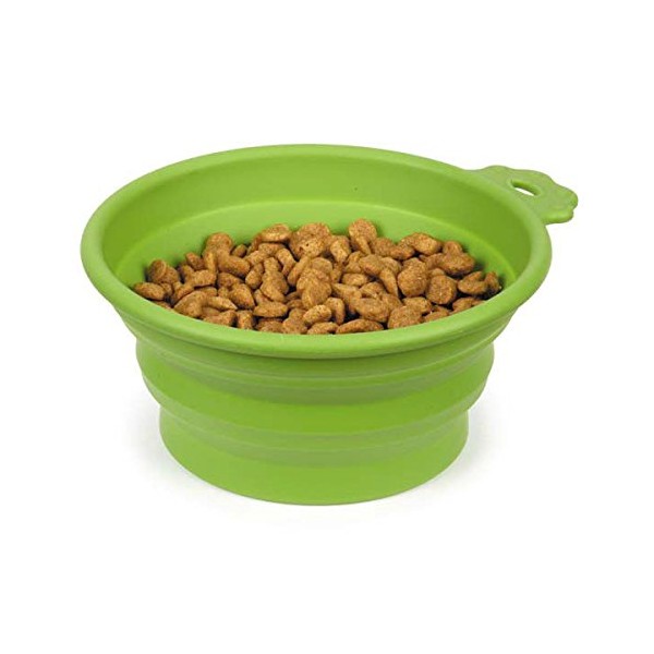 Guardian Gear Portable Dog Bowl Bend-A-Bowls Collapsible Food and Water for Dogs Traveling (Small - 12 Ounce Fern)