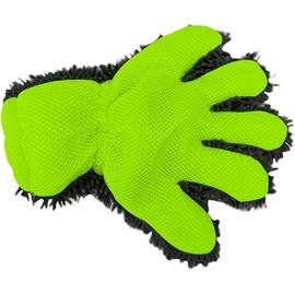 Car Wash Mitt, Double Sided Microfiber Wash Mitt, Anti-Scratch 5-Finger Dusting Glove for Car Interior Exterior Washing, Auto Detailing Cleaning Glove (Green, One Size)