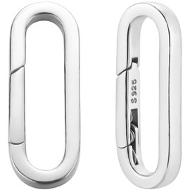 Beebeecraft 1 Box 2Pcs Spring Oval Ring 925 Sterling Silver Round Trigger Snap Clip Hook Buckle Carabiner Lock Clasps Connector Fastener Gate Rings for Keychain Jewelry Making DIY Crafts Accessories