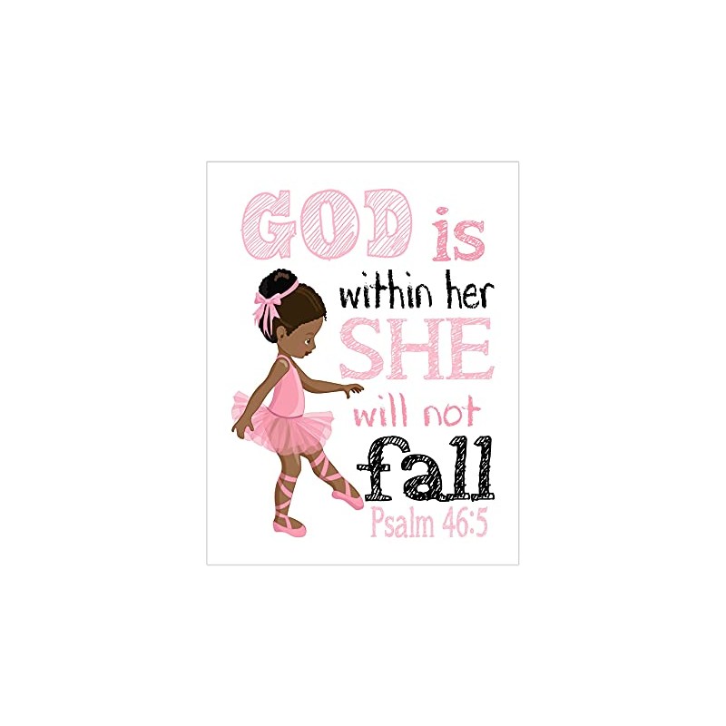 African American Ballerina Christian Nursery Decor Unframed Print - God
