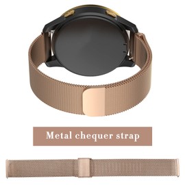 ECSiNG Watch Strap Replacement Compatible with Garmin Vivoactive 4S / Vivomove 3S / Venu 2S Adjustable Watch Band Metal Wrist Strap 135mm-210mm Rose Gold