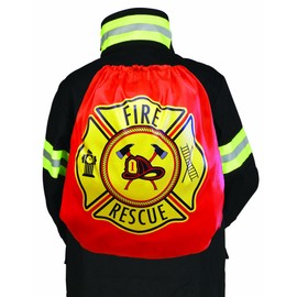 Aeromax Firefighter Drawstring Backpack Red, 6 Pack Drawstring Backpack