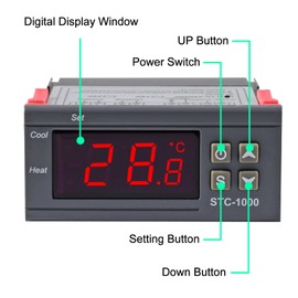UMLIFE 2 Pack STC-1000 AC 10A 110V-220V All-Purpose Digital LED Temperature Controller Heating Cooling Thermostat 2 Relays Output with NTC Sensor Probe