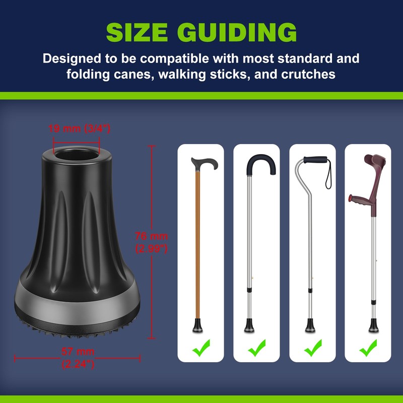 supregear 3/4" Cane Tips (2-Pack), Anti-Slip Replacement Rubber Foot Pad
