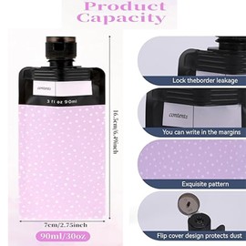 Roczential 6 Pcs Leak Proof Refillable Compression Bag, 90ml Colorful Leak Proof Refillable Squeeze Pouches, Refillable Travel Pouches Proof Squeeze for Shampoo Conditioner Lotion Soap Hand Soap