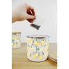 Purely Home Painted Lemons Tea Canister - White Metal Enamel