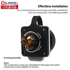 CNLINKO LP-20 3-Pin Waterproof Connector - Fast Plug and Secure Screw Design, IP68 Aviatic Connector, M20 Flange Socket with 4 Hole Panel (LP-20 3 Pin)