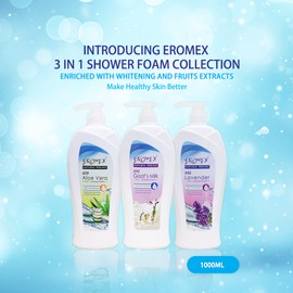 Eromex 3 in 1 Shower Foam Goat's Milk + Enriched with Whitening and Fruits Extracts 1000ml