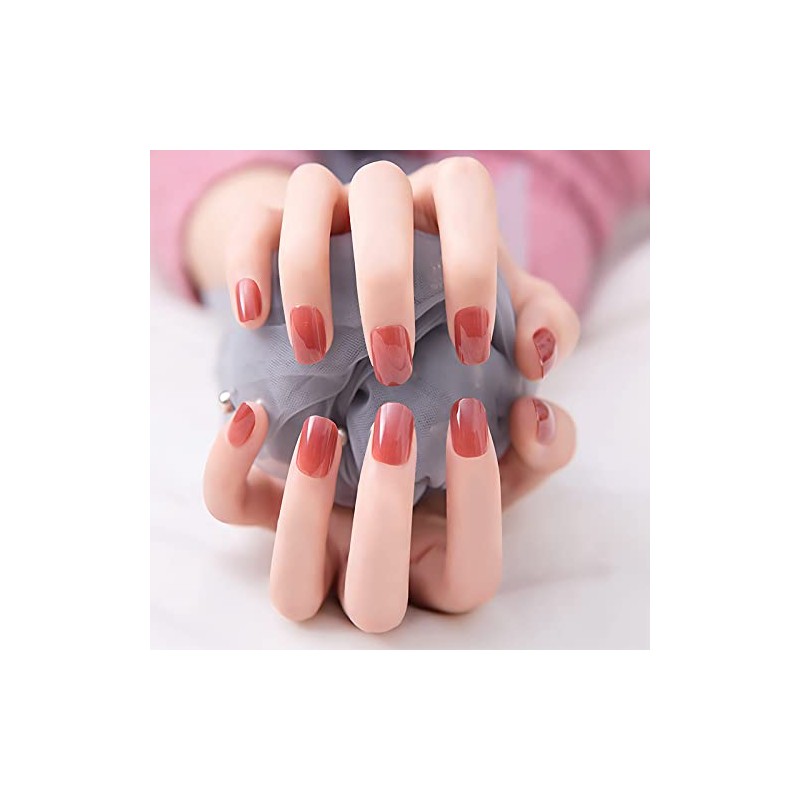 24pcs Removable Solid Color Nail Tips Deep Tight Solid Color