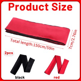 Pack of 2 Satin Blindfold, 150 x 7 cm, Soft Sleeping Mask with V-Neck, Blackout Eye Protection, Adjustable Eye Cover, Travel Eye Mask, Satin Eye Patch for Women, Men, Adults, Night Sleep, Travel