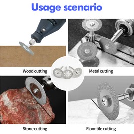 Diamond Cutting Wheel, 20pcs 22mm Cut Off Wheel With 4 Mandrel Compatible For Dremel Rotary Tool Accessories Cutter Blades Discs Bits Glass Cutting Disc For Wood Metal Stone