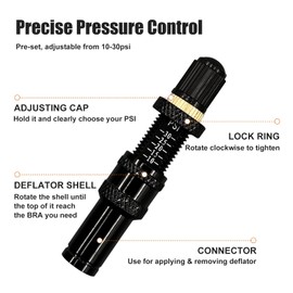 4 Pcs Tire Deflators, Automatic Screw-on Tire Deflator Valve Kit, 10-30 PSI Adjustable Deflation for Offroad 4x4, Air Down for Vehicles, Motorcycle, Car, Truck, UTV. Black