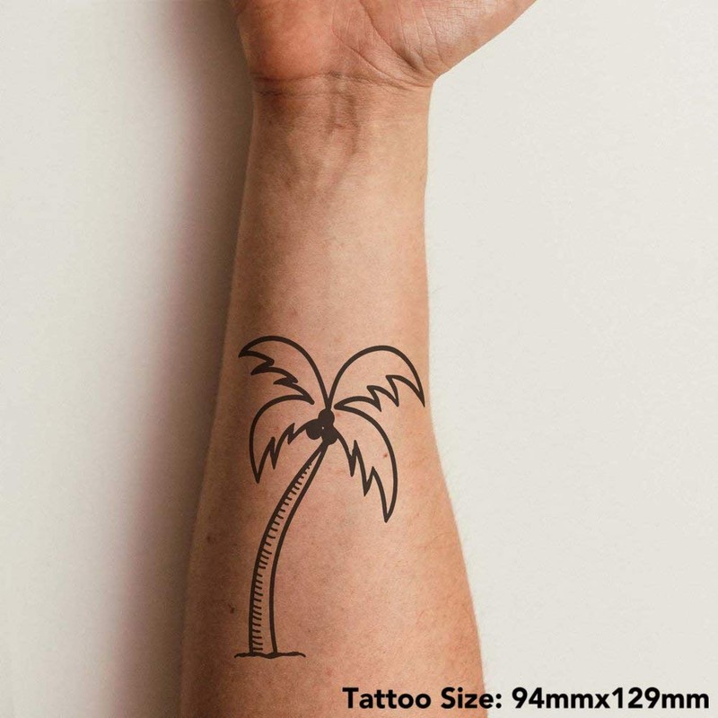 'Palm Tree' Temporary Tattoo - Water Resistant, Skin-Safe, Non-Toxic Transfer