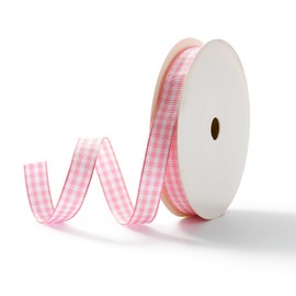 MORSUNBELA Gift Ribbon Pink White Grosgrain Ribbon Pink Ribbon 3/8 Inch x 10 Yd Ribbons for Gift Wrapping Wedding Decoration
