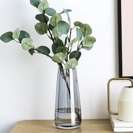 Glass Vase-Gray Elegent Blown Flower Vase,Modern Decorative for Home Office Wedding Holiday Party