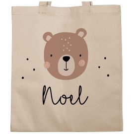 Geschenk mit Namen personalisiert by Shirtracer - Cotton Bag - Cute Bear I Bears I Bear Motif I Bear, 1 natural white