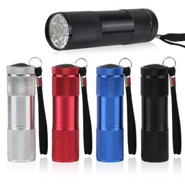 Small LED Torch: 4 Pack Portable Mini LED Torches, Mini Torches LED Super Bright with 9 LEDs, Colorful Pocket Torch Flashlight for Kids, Torches for Kids Adult Camping Hiking Outdoor Party Gifts