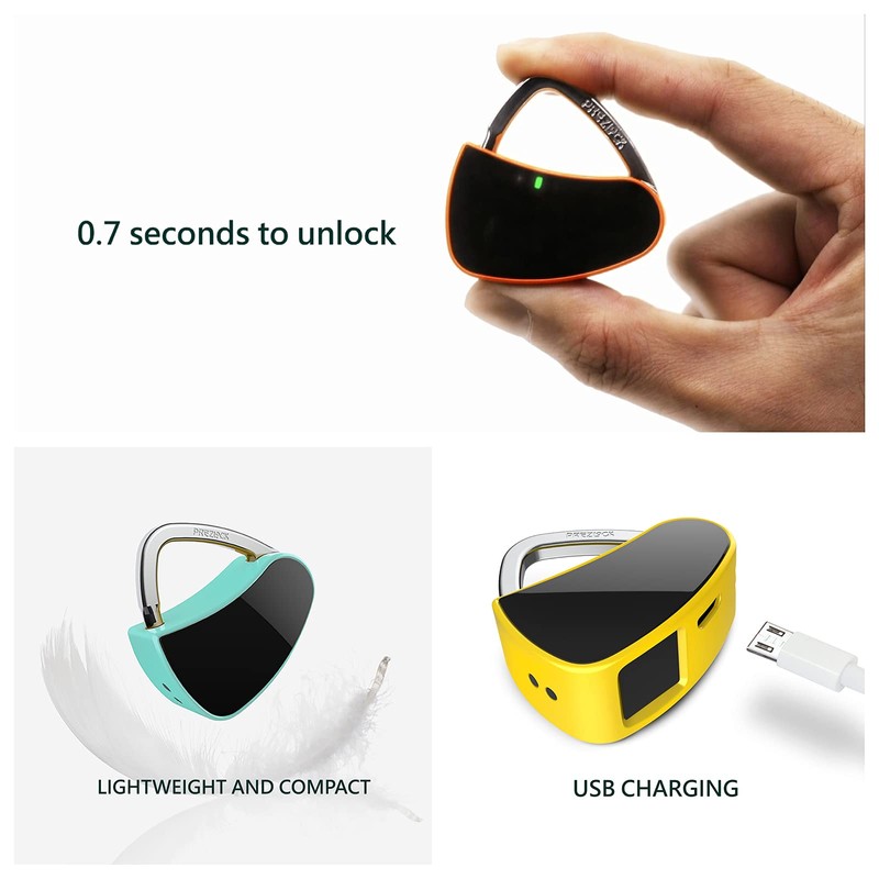 Fingerprint Padlock, Smart Padlock with Keyless Biometric, Colorful, Fashionable Lock,