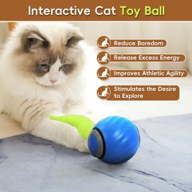 Petrendy 2PCS Speedy Tail Cat Toys 2.0, Interactive Cat Ball Toy for Bored Indoor Cats, Automatic Moving Pet Play Balls, Two Speed Adjustment with Replacement Tail