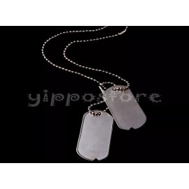U.S. Military Spec Army WWII Blank Dog Tags Set w/ Stainless Steel Chains