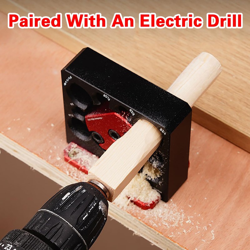 AACGIN Dowel Maker Jig Kit, Imperial 5/16-3/4inch Adjustable Drill Milling