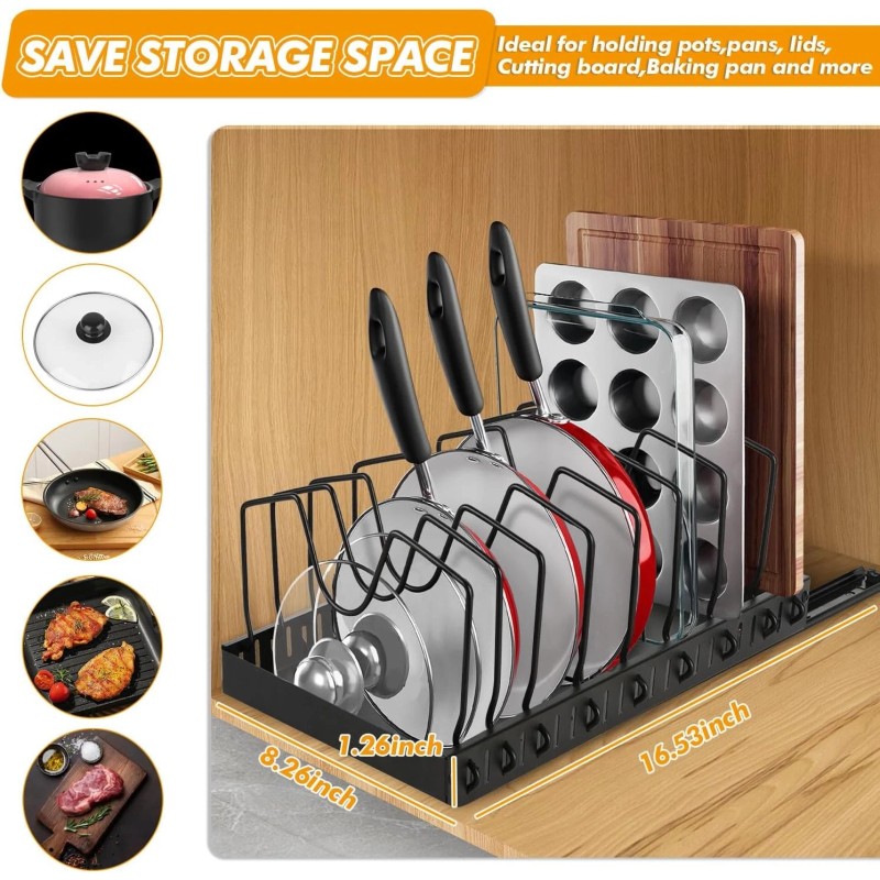 Taeyonk 1 Pack Pull Out Pot and Pan Organizer Under