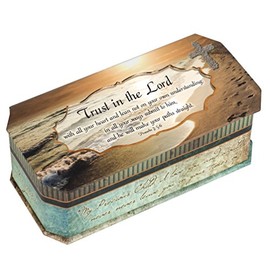 Cottage Garden Trust in The Lord Footprints in The Sand Design Jewelry Music Box - Plays Song How Great Thou Art