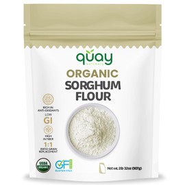 Quay Naturals Organic Sorghum Flour 2lb - Organic Jowar Flour - Made With Gluten Free Sorghum Whole Grain - Non GMO - Gluten Free Baking Flour