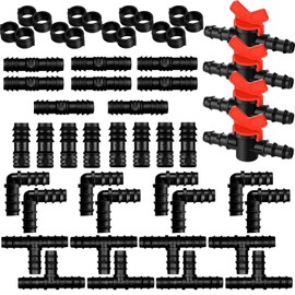 44pcs Irrigation Connection Kit for Hoses, BetterJonny Hose Connector Irrigation Connector Irrigation PE Hose Connector Barb Connector for 16 mm Hose Irrigation System