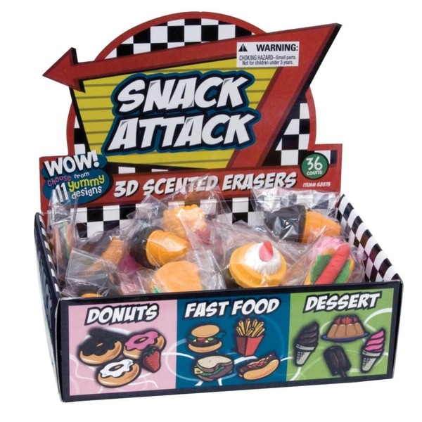Raymond Geddes Snack Attack 3D Scented Food Erasers (Pack of 36)