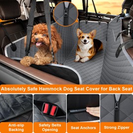 ELONGRIVER Dog Car Seat Cover for Back Seat Hammock 600D Waterproof Car Seat Protector for Dogs with Anti-Slip Scratch Proof Dog Seat Cover for SUV Truck Grey Standard Size