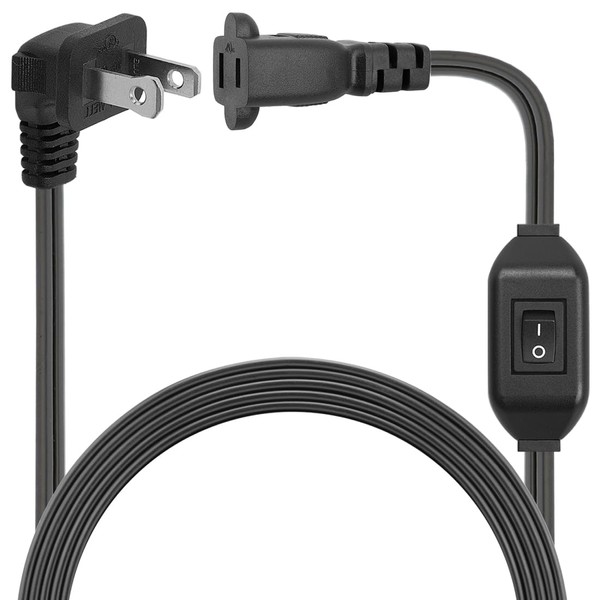 [6-Feet] On Off Switch Extension Cord, Right Angle 2-Prong Polarized