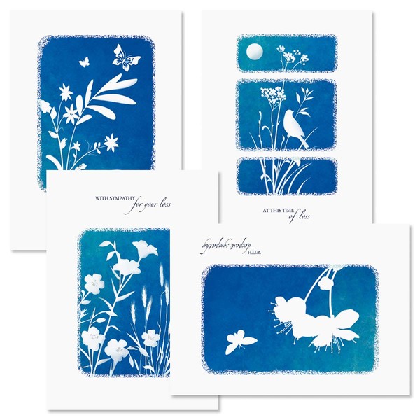 Impressions Sympathy Greeting Cards - Set of 8 (4 Designs), Large 5" x 7", Sympathy Cards with Sentiments Inside, White Envelopes includes