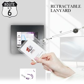 Route 6 Retractable Beaded Lanyard ID Badge Holder - Strong Retractable Lanyards ID Badges for Women, Teacher, Work Employee, Nurse - Cute Girly Necklace - Womens Pretty Name Badge Necklaces, Purple