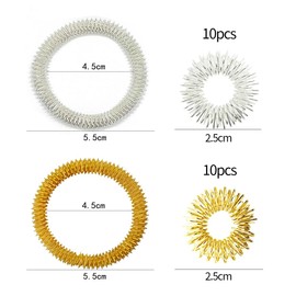 OUDQFCJ 12 Stück Finger Massageringe und Massage Armbänder, Akupressur Ringset für Jugendliche und Erwachsene, Stressreduzierer und Finger-Handgelenk-Massagegerät (Gold, Silber)