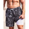 Floerns Men's Swim Trunks with Compression Quick Dry Shorts Swim