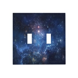 Fantastic Nebula Milky Way 2 Gang Double Toggle Wall Plate Cover Aerospace Starry Sky Universe Decirative Galaxy Cosmos Outer Space Electrical Faceplate Light Switch Plate for Bathroom Kitchen Home