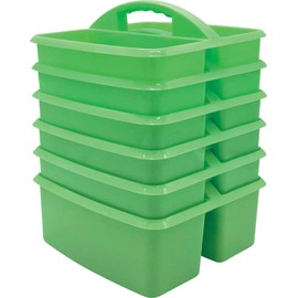 Teacher Created Resources Mint Portable Plastic Storage Caddy 6-Pack for Classrooms, Kids Room, and Office Organization, 3 Compartment