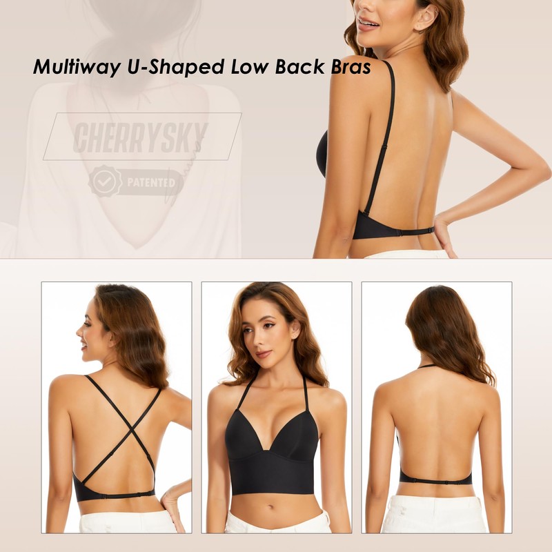 Low Back Bras for Women-Seamless Invisiable Backless Bras-Wireless Triangle Bralette